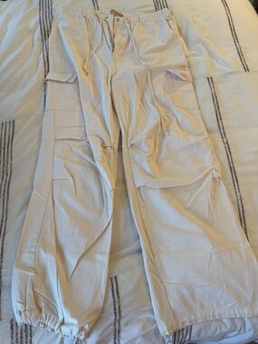 Cargo Drawstring Pants in Light Beige